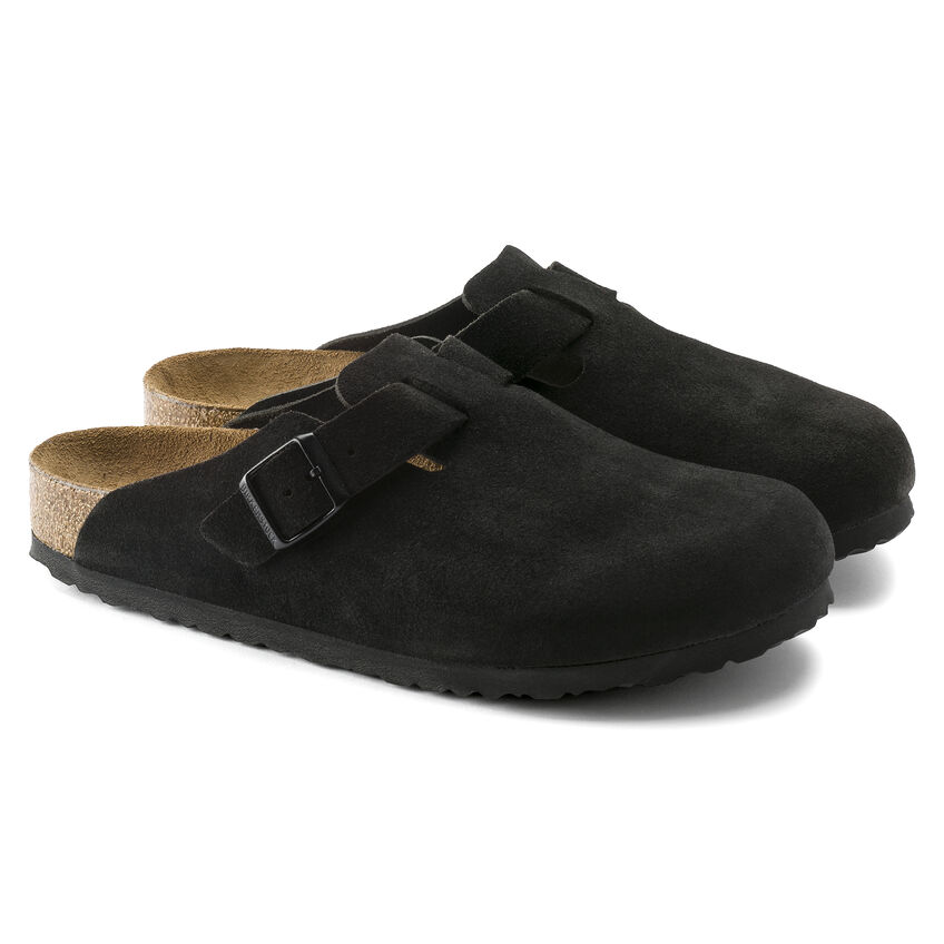 Birkenstock Boston Soft Footbed Suede Leather Black